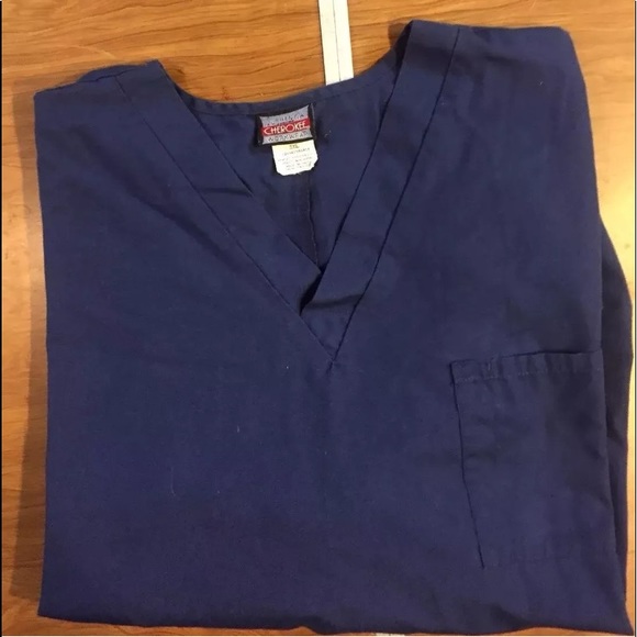 Cherokee 3XL navy one pocket scrub top - Picture 1 of 5